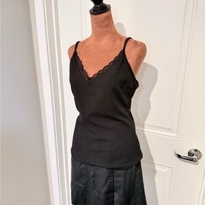 Temt Black Camisole with Lace Detail